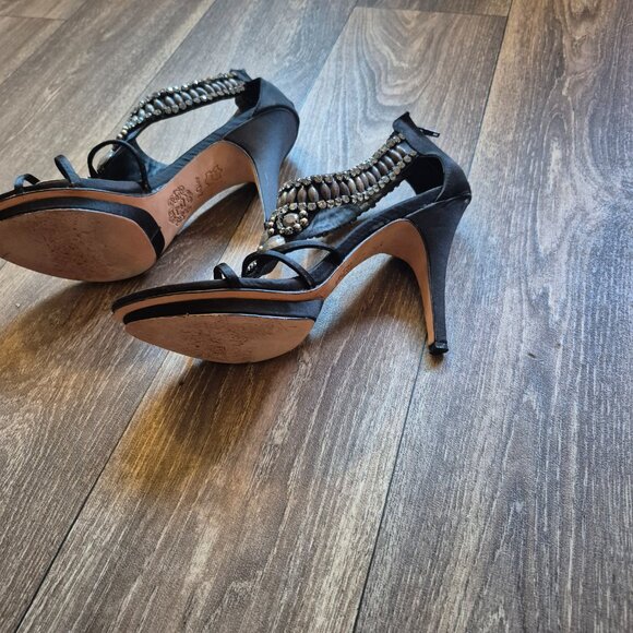 Zigi NY Black Satin Jeweled Heels – Minimally Worn 10 US (41 EU) - Picture 4 of 5